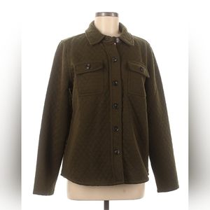 NWT TOMMY HILFIGER Army Green Brown Quilted Knit Jacket Blazer Women's Sz M